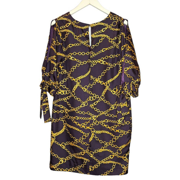 Britt Ryan Dress 100% Silk Nautical Sheath 3/4 Sleeves Cold Shoulder 6 - Picture 2 of 7